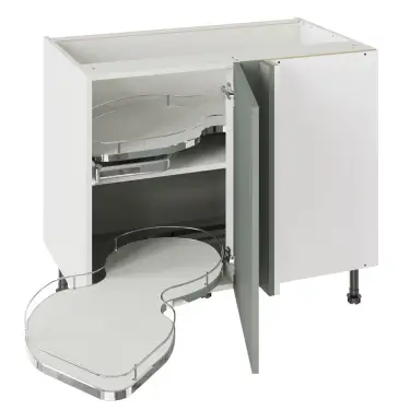 Click Here To Enlarge This Photo Of Kitchen Kit Flatpack Shaker Ultra Matt Sage Green 1000 Base Unit With Dual-Handed Nuvola Blind Corner with White Cabinet - FKKH1165