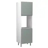 Kitchen Kit J-Pull Flatpack 600 Single Oven Housing Matt Sage Green with White Cabinet - FKKJ1131