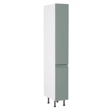 Click Here To Enlarge This Photo Of Kitchen Kit J-Pull Flatpack 300 Pull and Swing Larder Cabinet Matt Sage Green with White Cabinet - FKKJ1153