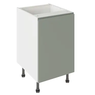 Click Here To Enlarge This Photo Of Kitchen Kit J-Pull Flatpack 500 Base Kitchen Cabinet Matt Sage Green with White Cabinet - FKKJ1103