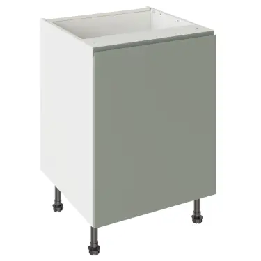Click Here To Enlarge This Photo Of Kitchen Kit J-Pull Flatpack 600 Base Kitchen Cabinet Matt Sage Green with White Cabinet - FKKJ1104