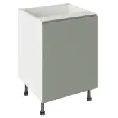 Kitchen Kit J-Pull Flatpack 600 Base Kitchen Cabinet Matt Sage Green with White Cabinet - FKKJ1104