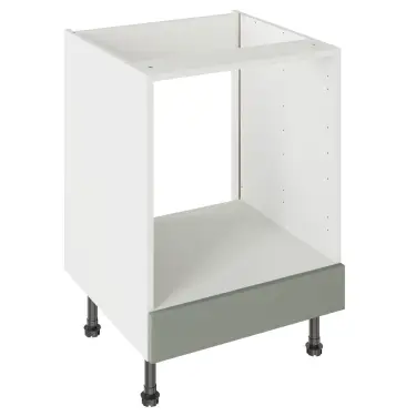 Click Here To Enlarge This Photo Of Kitchen Kit J-Pull Flatpack 600 Oven Base Kitchen Cabinet Matt Sage Green with White Cabinet - FKKJ1105
