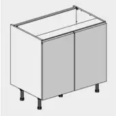 Kitchen Kit J-Pull Flatpack 900 Base Kitchen Cabinet Gloss Light Grey with White Cabinet - FKKJ0271