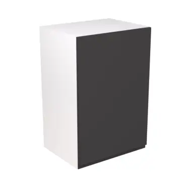 Click Here To Enlarge This Photo Of Kitchen Kit J-Pull Flatpack 600 Boiler Housing Wall Kitchen Cabinet Matt Graphite with White Cabinet - FKKJ0966