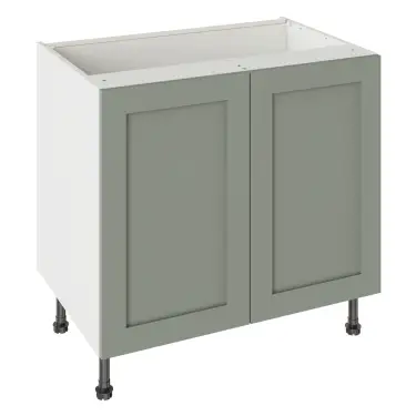 Click Here To Enlarge This Photo Of Kitchen Kit Flatpack Shaker Matt Sage Green 900 Base Kitchen Unit with White Cabinet - FKKH1171