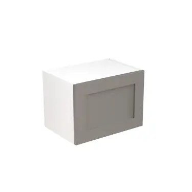 Click Here To Enlarge This Photo Of Kitchen Kit Flatpack Shaker Matt Dust Grey 500 Short Bridging Wall Kitchen Unit with White Cabinet - FKKH0873