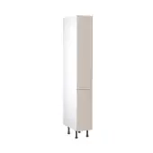 Kitchen Kit Slab Flatpack 300 Pull and Swing Larder Cabinet Matt Light Grey with White Cabinet - FKKO3553
