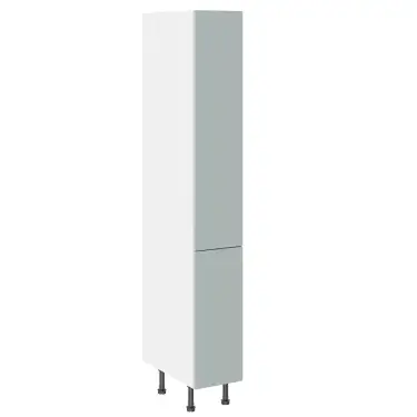 Click Here To Enlarge This Photo Of Kitchen Kit Slab Flatpack 300 Pull and Swing Larder Cabinet Matt Aquamarine with White Cabinet - FKKO3753