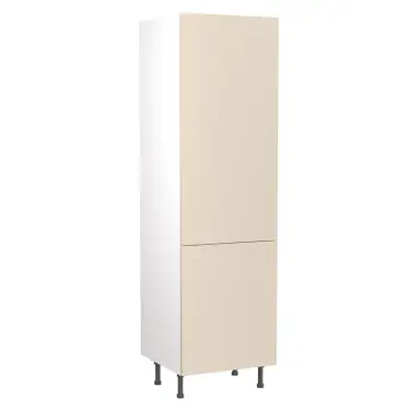 Click Here To Enlarge This Photo Of Kitchen Kit Slab Flatpack 500 Larder Cabinet Gloss Cashmere with White Cabinet - FKKO3120