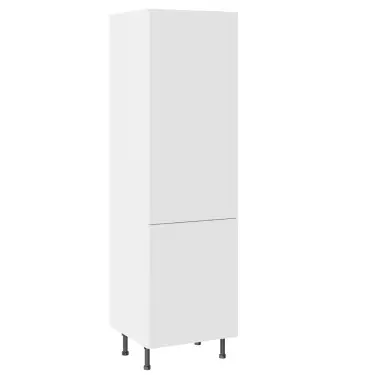 Click Here To Enlarge This Photo Of KitchenKit Value Slab Matt White 500 Larder Unit with White Cabinet - FKKV4020