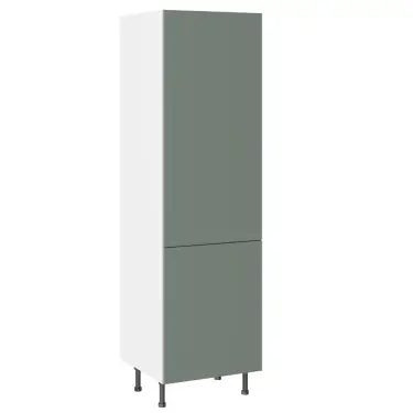 Click Here To Enlarge This Photo Of Kitchen Kit Slab Flatpack 600 Larder Cabinet Matt Agave Green with White Cabinet - FKKO3734