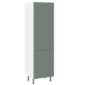 Kitchen Kit Slab Flatpack 600 Larder Cabinet Matt Agave Green with White Cabinet - FKKO3734