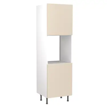 Click Here To Enlarge This Photo Of Kitchen Kit Slab Flatpack 600 Single Oven Housing Matt Cashmere with White Cabinet - FKKO3431