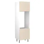 Kitchen Kit Slab Flatpack 600 Double Oven Housing Gloss Cashmere with White Cabinet - FKKO3121
