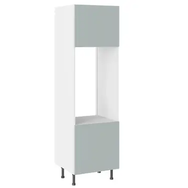 Click Here To Enlarge This Photo Of Kitchen Kit Slab Flatpack 600 Double Oven Housing Matt Aquamarine with White Cabinet - FKKO3721