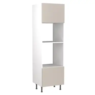 Click Here To Enlarge This Photo Of Kitchen Kit Slab Flatpack 600 Oven and Microwave Housing Gloss Light Grey with White Cabinet - FKKO3232