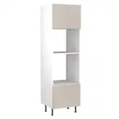 Kitchen Kit Slab Flatpack 600 Oven and Microwave Housing Gloss Light Grey with White Cabinet - FKKO3232