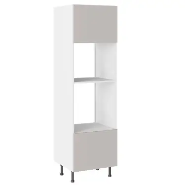 Click Here To Enlarge This Photo Of Kitchen Kit Slab Standard Flatpack 600 Oven and Microwave Housing Standard MFC Light Grey with White Cabinet - FKKV4132