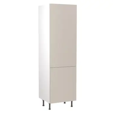 Click Here To Enlarge This Photo Of Kitchen Kit Slab Flatpack 600 Fridge and Freezer Housing Matt Light Grey with White Cabinet - FKKO3522