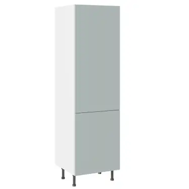 Click Here To Enlarge This Photo Of Kitchen Kit Slab Flatpack 600 Fridge and Freezer Housing Matt Aquamarine with White Cabinet - FKKO3722