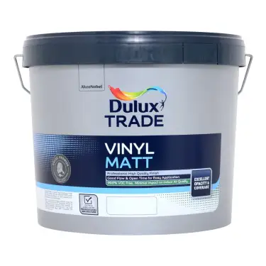 Click Here To Enlarge This Photo Of Dulux Trade Vinyl Matt Emulsion Pure Brilliant White  - 10L