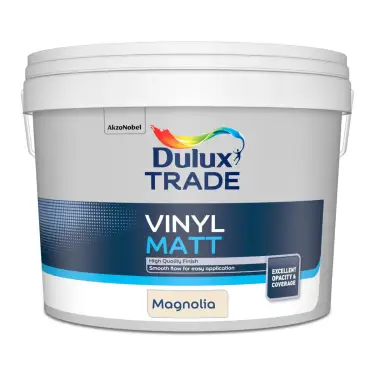 Click Here To Enlarge This Photo Of Dulux Trade Vinyl Matt Emulsion Magnolia  - 10L