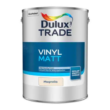 Click Here To Enlarge This Photo Of Dulux Trade Vinyl Matt Emulsion Magnolia  - 5L