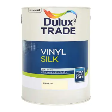 Click Here To Enlarge This Photo Of Dulux Trade Vinyl Silk Emulsion Magnolia  - 5L