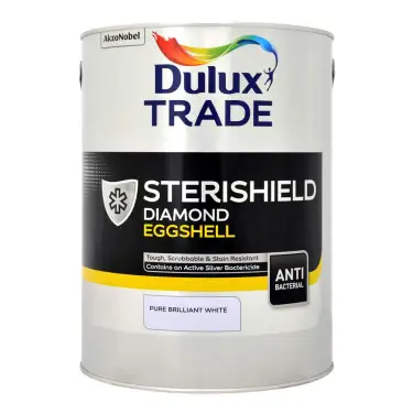 Click Here To Enlarge This Photo Of Dulux Trade Sterishield Diamond Eggshell Pure Brilliant White  - 5L