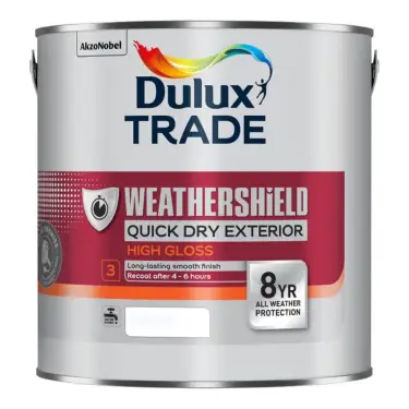 Click Here To Enlarge This Photo Of Dulux Trade Weathersheild Quick Drying Gloss Brilliant White  - 5L