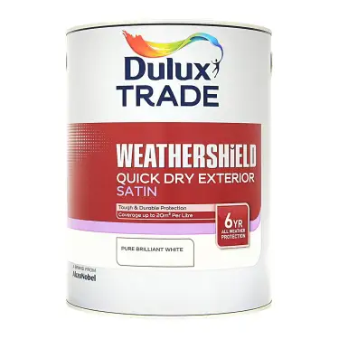 Click Here To Enlarge This Photo Of Dulux Trade Weathersheild Quick Drying Satin Brilliant White  - 5L