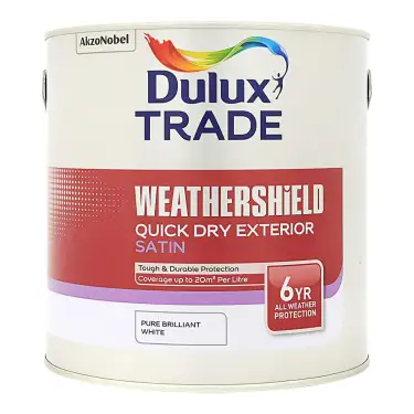 Click Here To Enlarge This Photo Of Dulux Trade Weathersheild Quick Drying Satin Brilliant White  - 2&period;5L