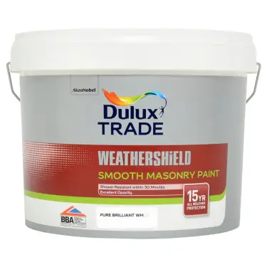 Click Here To Enlarge This Photo Of Dulux Trade Weathersheild Smooth Masonry Pure Brilliant White  - 10L