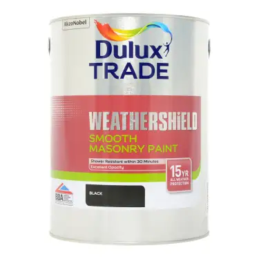 Click Here To Enlarge This Photo Of Dulux Trade Weathersheild Smooth Masonry Black  - 5L