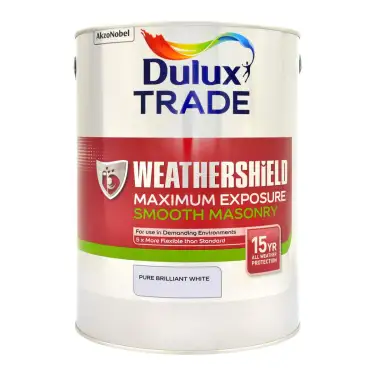 Click Here To Enlarge This Photo Of Dulux Trade Weathershield Maximum Exposure Smooth Pure Brilliant White  - 5L