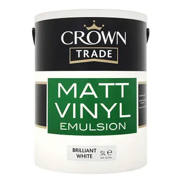 Click Here To Enlarge This Photo Of Crown Trade Vinyl Matt Emulsion Brilliant White - 5L