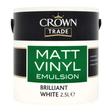 Click Here To Enlarge This Photo Of Crown Trade Vinyl Matt Emulsion Brilliant White - 2&period;5L