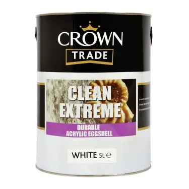 Click Here To Enlarge This Photo Of Crown Trade Clean Extreme Durable Acrylic Eggshell White - 5L