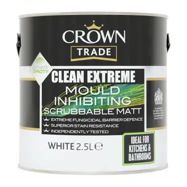 Click Here To Enlarge This Photo Of Crown Trade Clean Extreme Mould Inhibiting Scrubbable Matt White - 2&period;5L