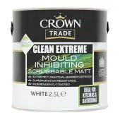 Crown Trade Clean Extreme Mould Inhibiting Scrubbable Matt White - 2&period;5L