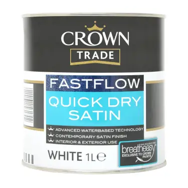 Click Here To Enlarge This Photo Of Crown Trade Fastflow Quick Dry Satin White - 1L