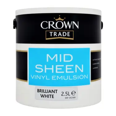 Click Here To Enlarge This Photo Of Crown Trade Mid Sheen Brilliant White - 2&period;5L