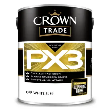 Click Here To Enlarge This Photo Of Crown Trade PX3 Solvent Based All Purpose Primer White - 5L
