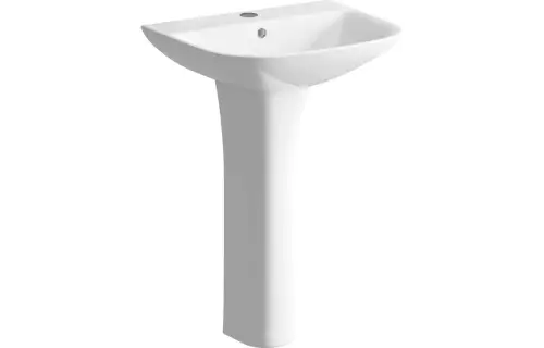 Click Here To Enlarge This Photo Of Buttermere 560mm Bathroom Basin & Full Pedestal 1 Tap Hole White Sink