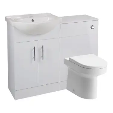 Click Here To Enlarge This Photo Of Saturn White Gloss Vanity Unit & WC Pack 650mm BTW Toilet