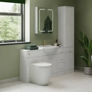 Click Here To Enlarge This Photo Of Saturn White Gloss Vanity Unit & WC Pack 650mm BTW Toilet