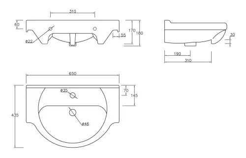 Click Here To Enlarge This Photo Of Saturn White Gloss Vanity Unit & WC Pack 650mm BTW Toilet