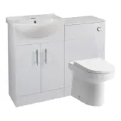 Saturn White Gloss Vanity Unit & WC Pack 650mm BTW Toilet
