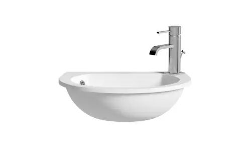 Click Here To Enlarge This Photo Of Space Saver 490mm Semi Recessed Basin 1 Tap Hole Slim Vanity Sink White
